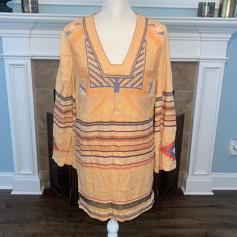 Free People Embroidered Tribal Aztec Bohemian Tunic